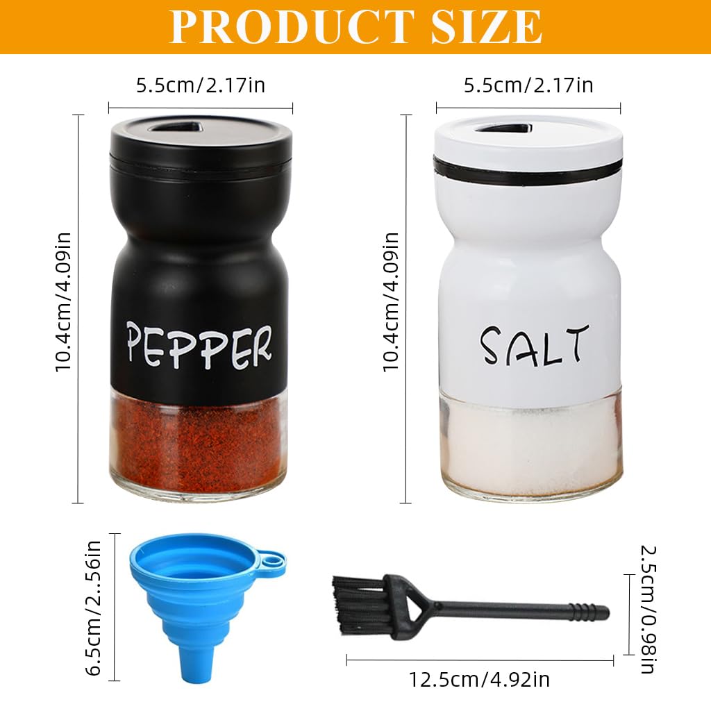 HASTHIP 2Pcs Kitchen Seasoning Jars Glass Spice Jar with Dispensing Lid Pepper Salt Dispenser Powder Curry Powder Jar Refillable Seasoning Jars with Folding Funnel, Mini Utility Brush HASTHIP 2Pcs Kitchen Seasoning Jars Glass Spice Jar with Dispensing Lid Pepper Salt Dispenser Powder Curry Powder Jar Refillable Seasoning Jars with Folding Funnel, Mini Utility Brush
